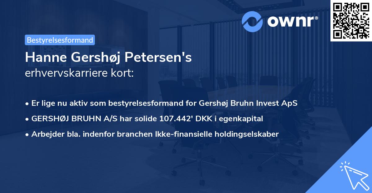 Hanne Gershøj Petersen's erhvervskarriere kort