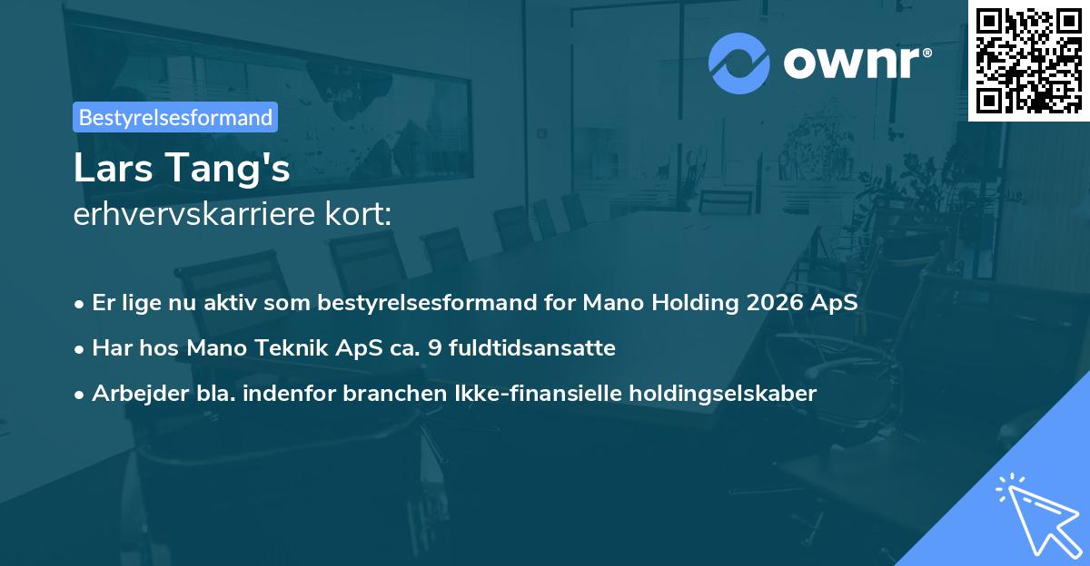 Lars Tang's erhvervskarriere kort