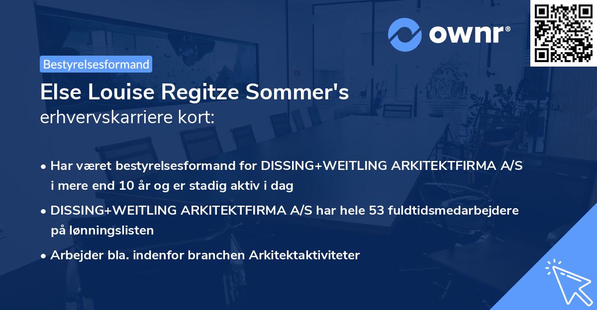 Else Louise Regitze Sommer's erhvervskarriere kort