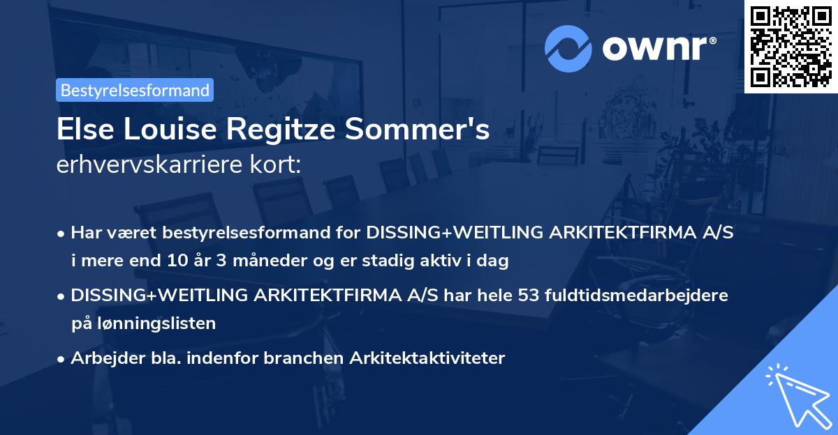 Else Louise Regitze Sommer's erhvervskarriere kort