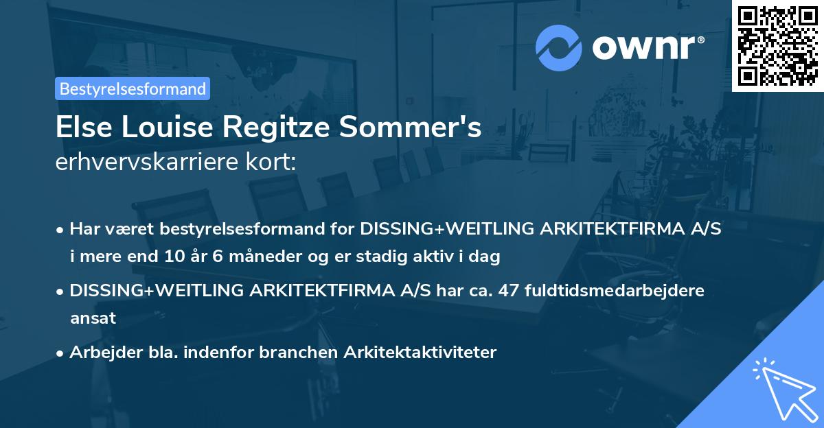 Else Louise Regitze Sommer's erhvervskarriere kort