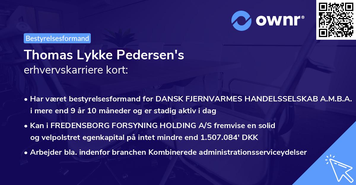 Thomas Lykke Pedersen's erhvervskarriere kort