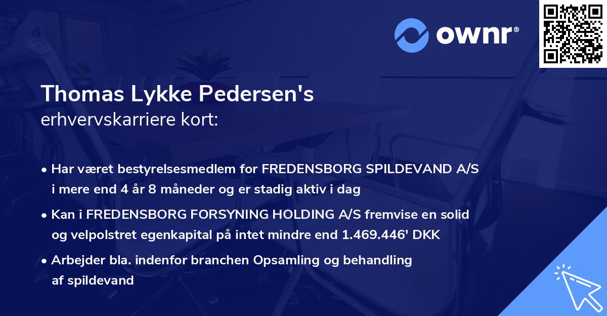 Thomas Lykke Pedersen's erhvervskarriere kort