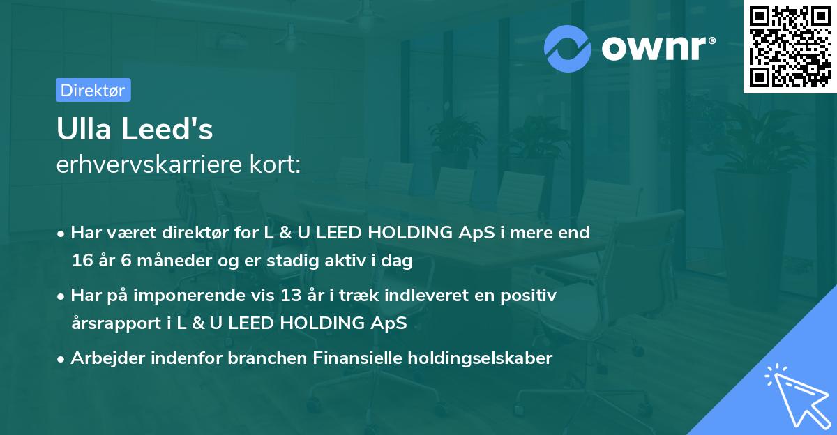 Ulla Leed's erhvervskarriere kort