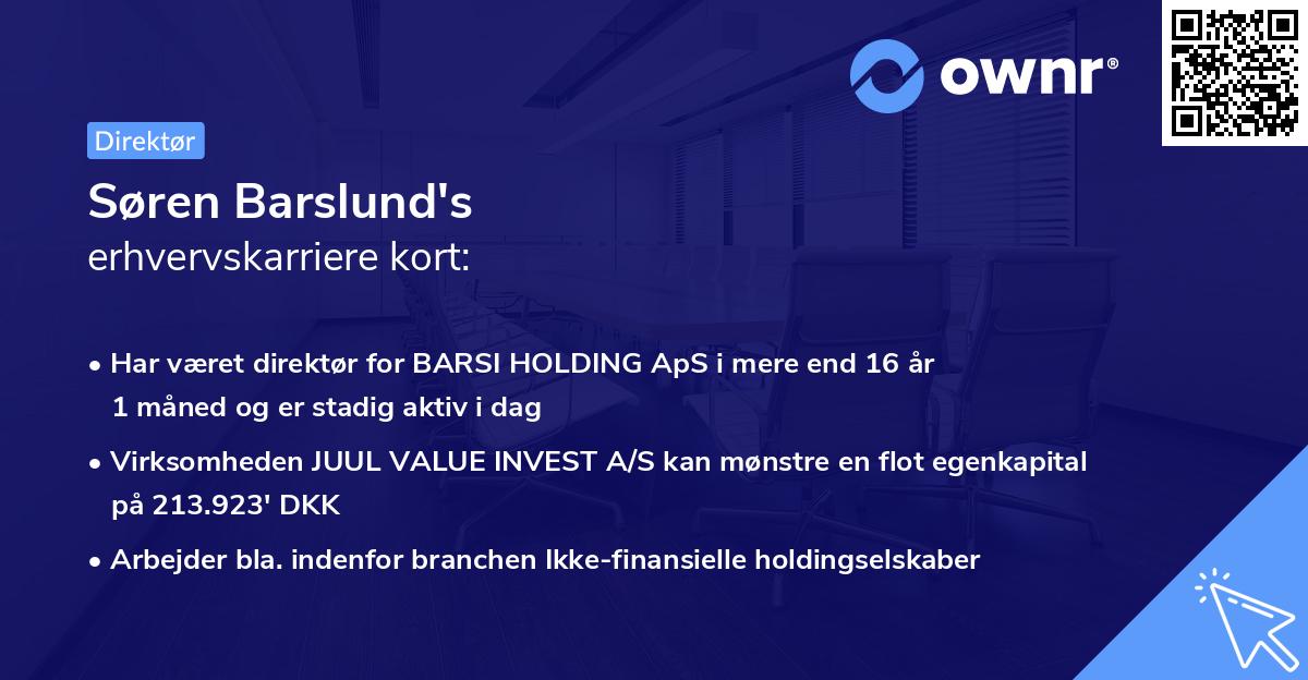 Søren Barslund's erhvervskarriere kort