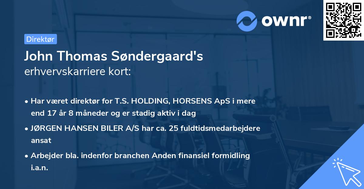 John Thomas Søndergaard's erhvervskarriere kort