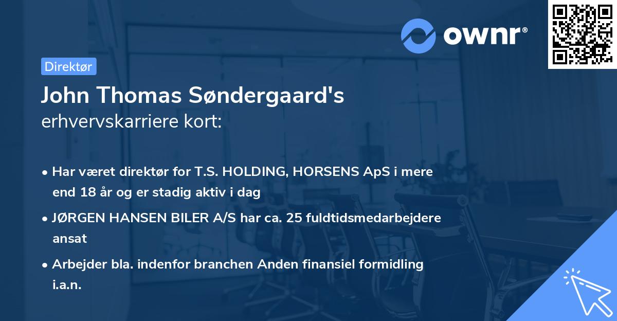 John Thomas Søndergaard's erhvervskarriere kort
