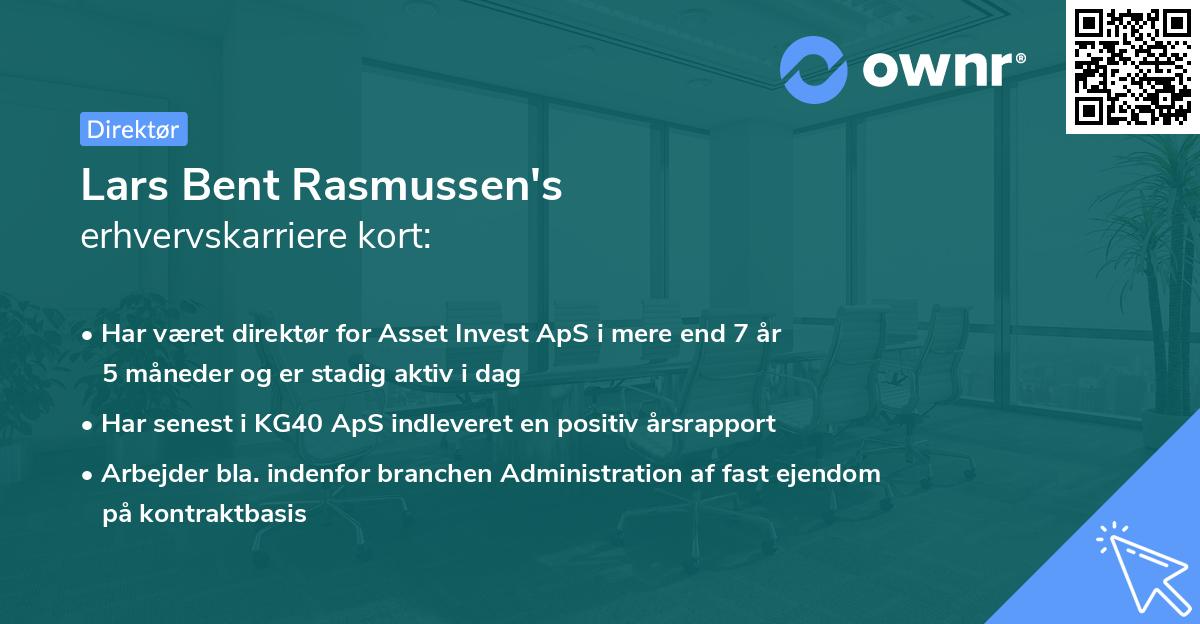 Lars Bent Rasmussen's erhvervskarriere kort