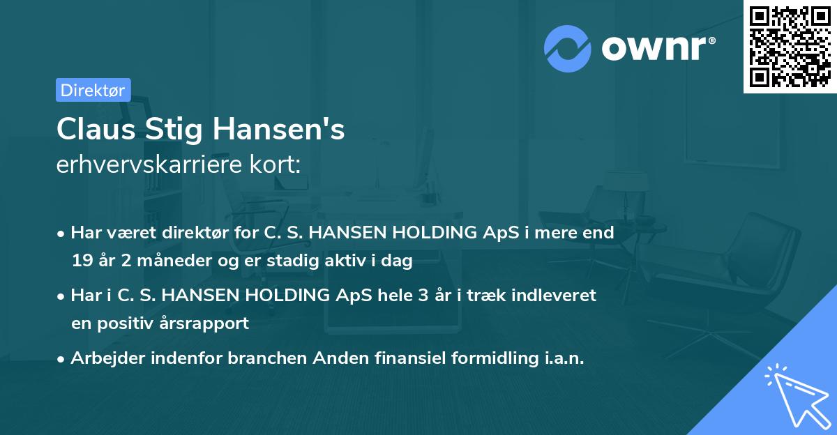 Claus Stig Hansen's erhvervskarriere kort