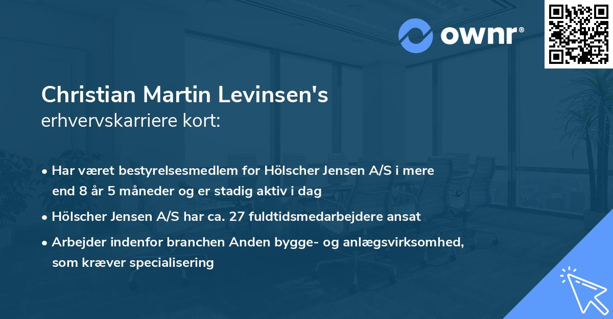 Christian Martin Levinsen's erhvervskarriere kort