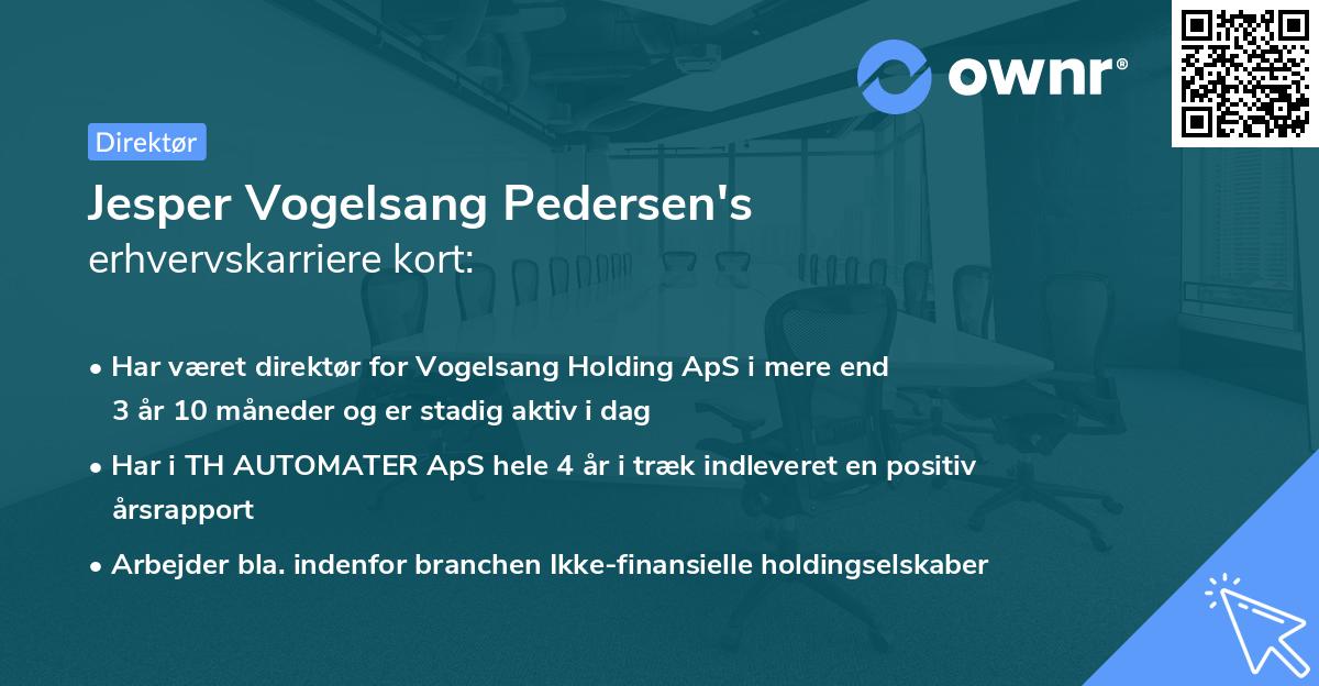 Jesper Vogelsang Pedersen's erhvervskarriere kort