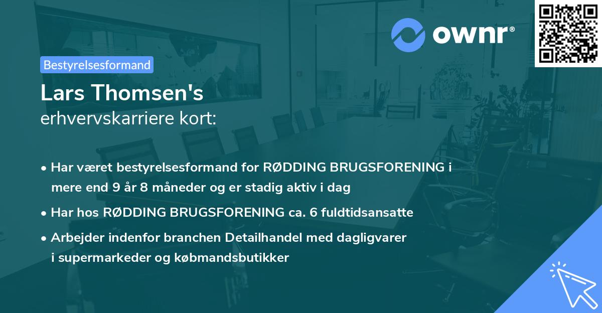 Lars Thomsen's erhvervskarriere kort