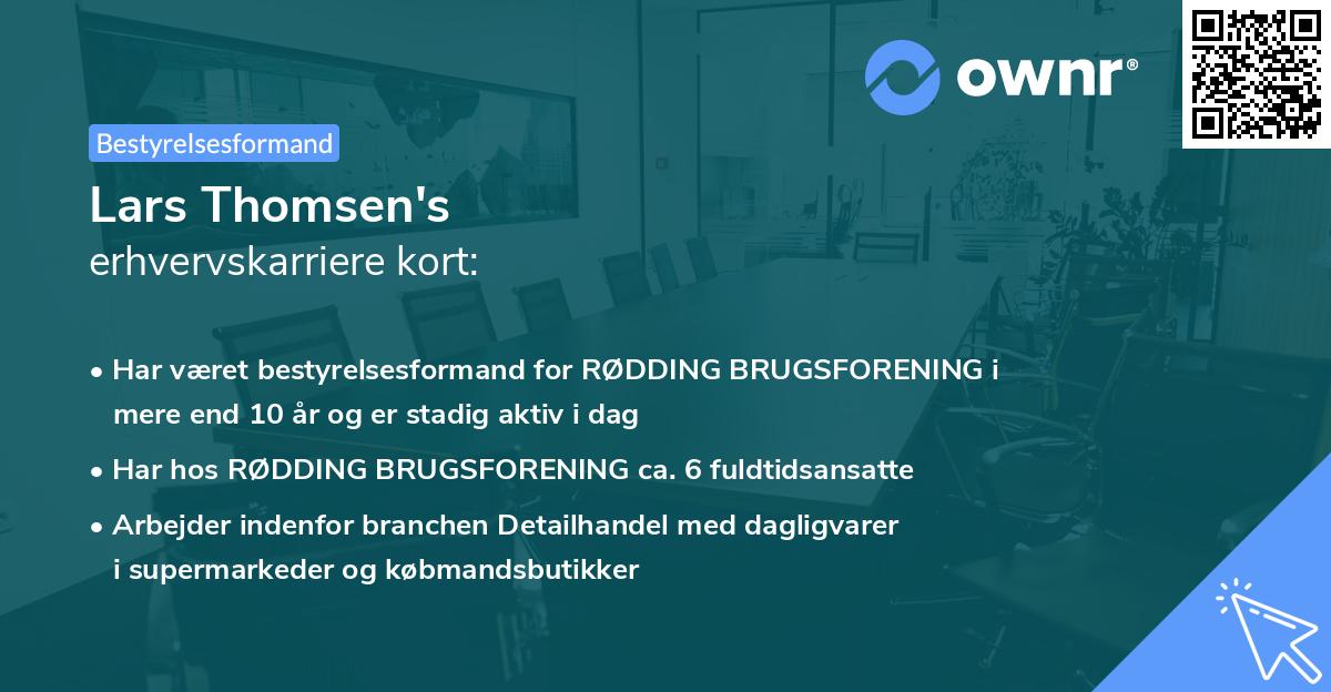 Lars Thomsen's erhvervskarriere kort