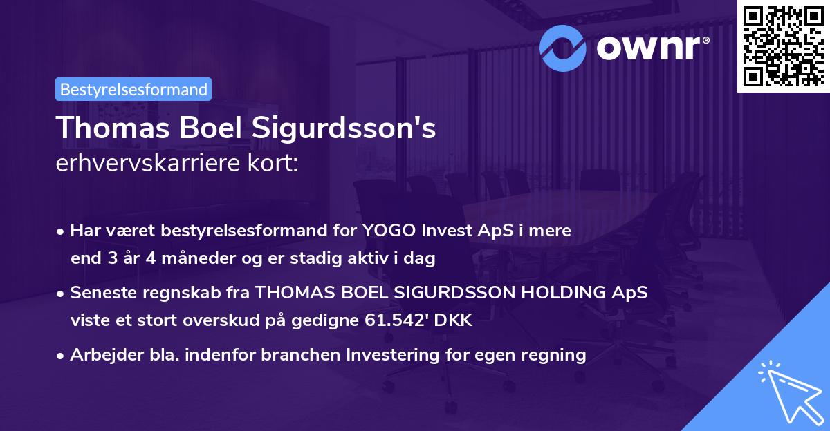 Thomas Boel Sigurdsson's erhvervskarriere kort