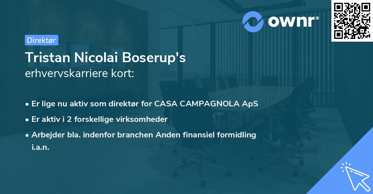 Tristan Nicolai Boserup's erhvervskarriere kort