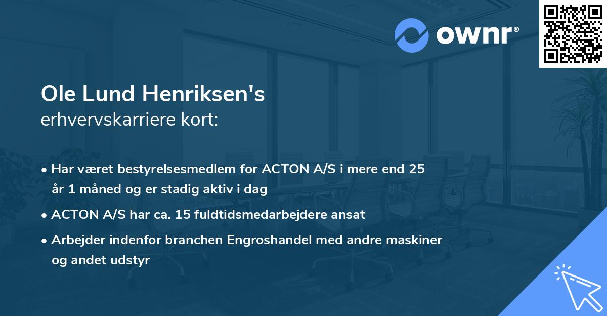 Ole Lund Henriksen's erhvervskarriere kort
