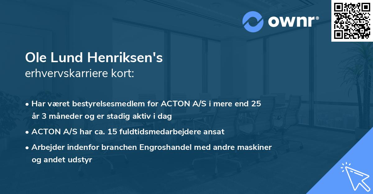 Ole Lund Henriksen's erhvervskarriere kort
