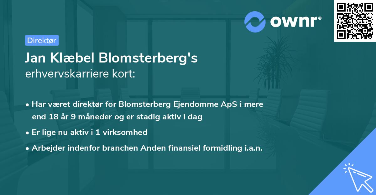 Jan Klæbel Blomsterberg's erhvervskarriere kort