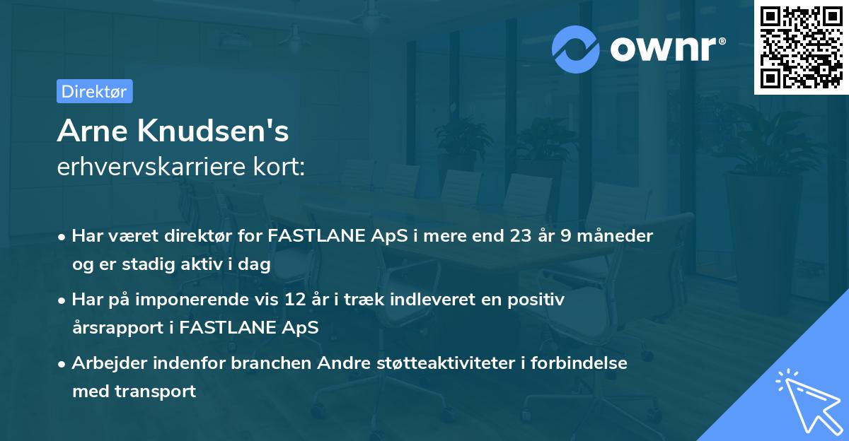 Arne Knudsen's erhvervskarriere kort