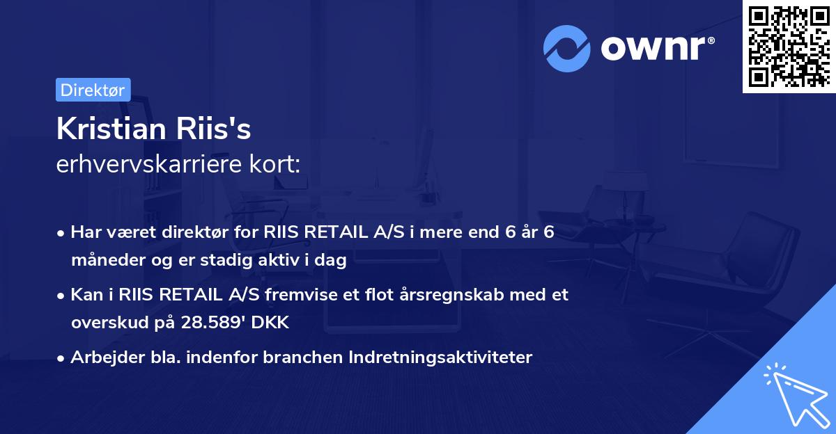 Kristian Riis's erhvervskarriere kort