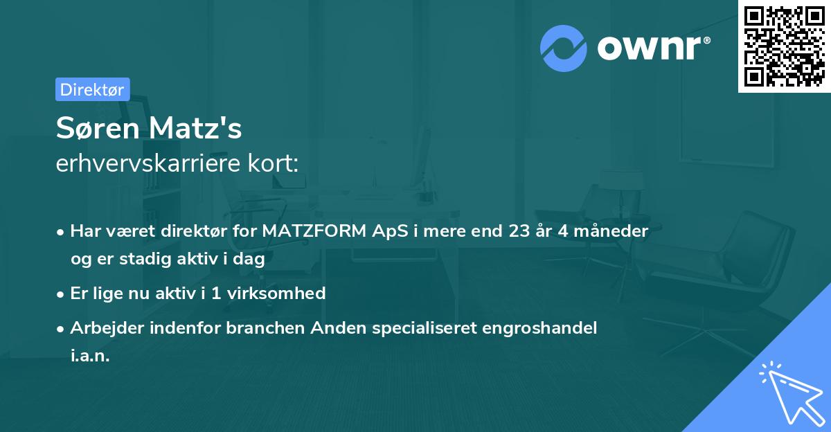 Søren Matz's erhvervskarriere kort