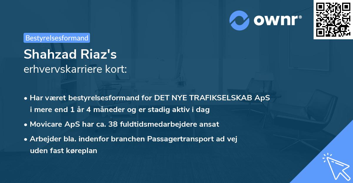 Shahzad Riaz's erhvervskarriere kort