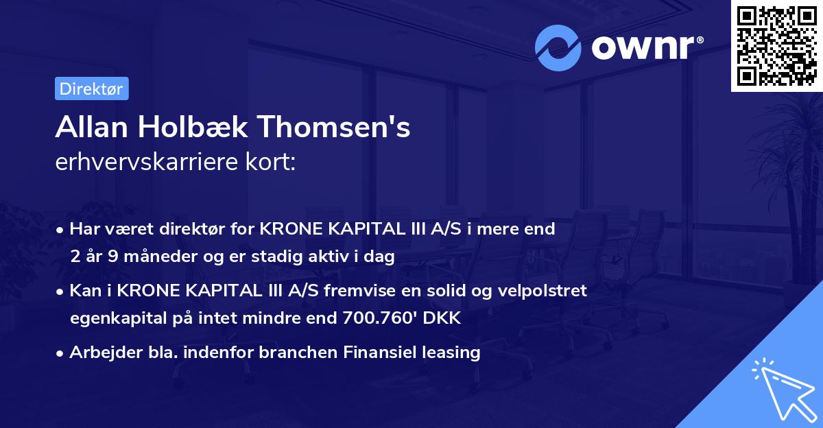 Allan Holbæk Thomsen's erhvervskarriere kort