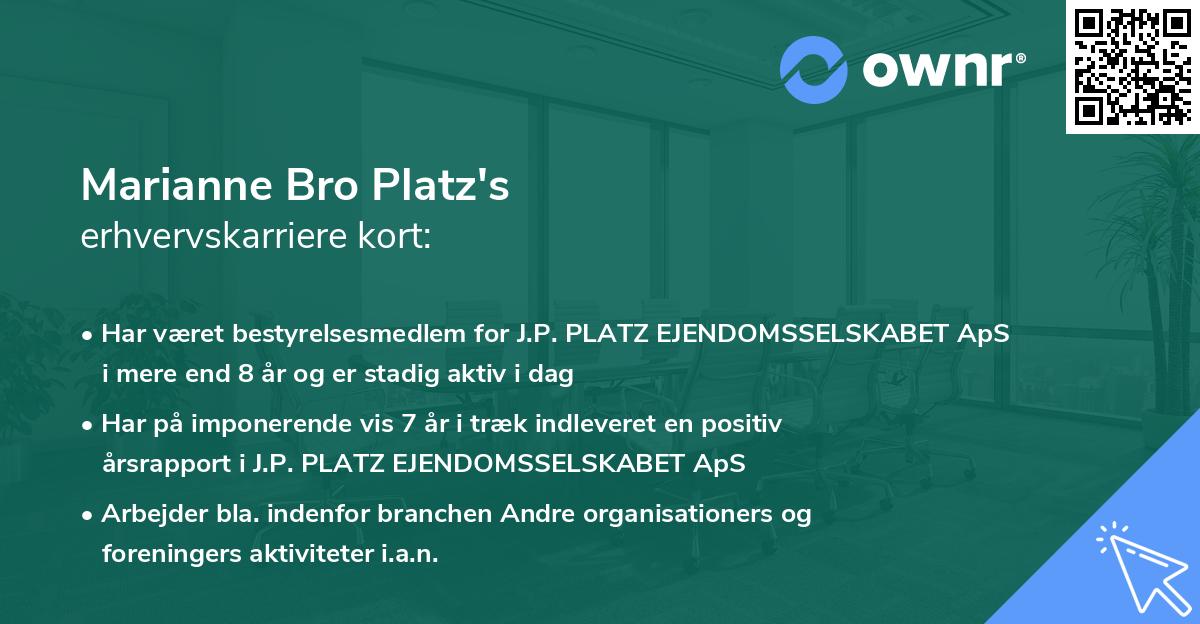 Marianne Bro Platz's erhvervskarriere kort