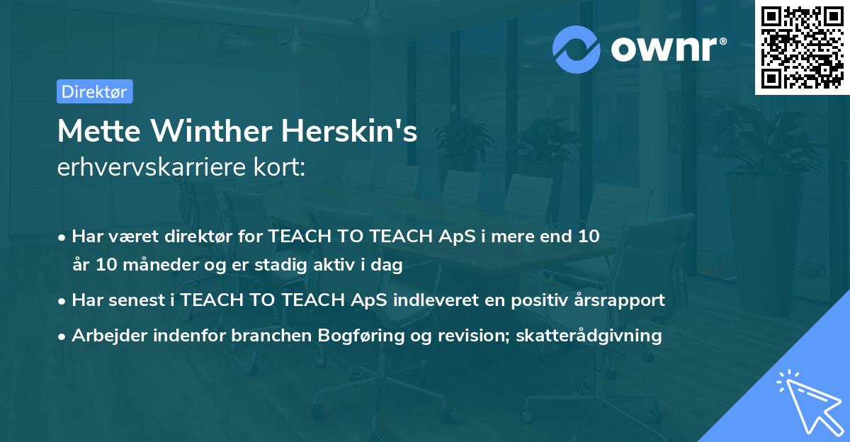 Mette Winther Herskin's erhvervskarriere kort