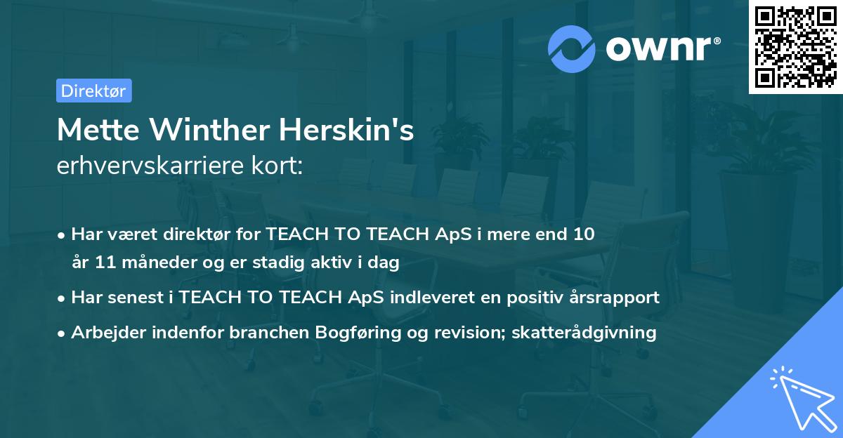 Mette Winther Herskin's erhvervskarriere kort