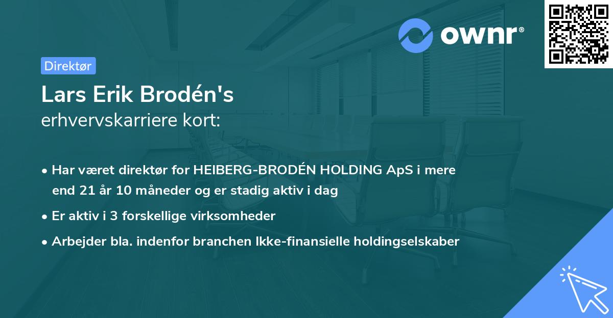 Lars Erik Brodén's erhvervskarriere kort