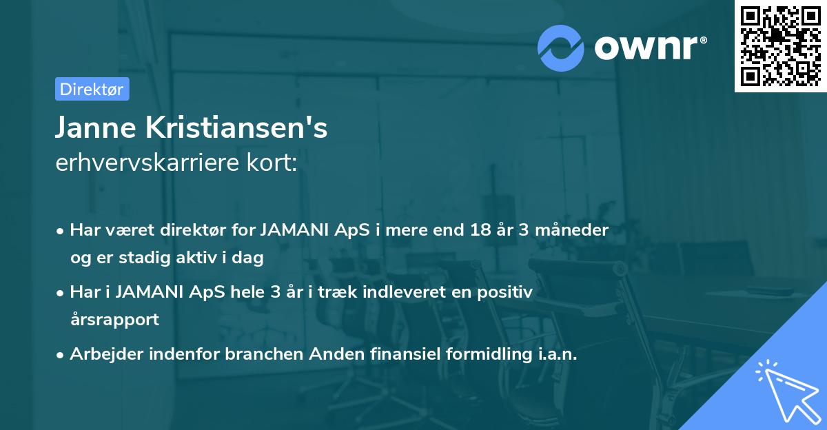 Janne Kristiansen's erhvervskarriere kort