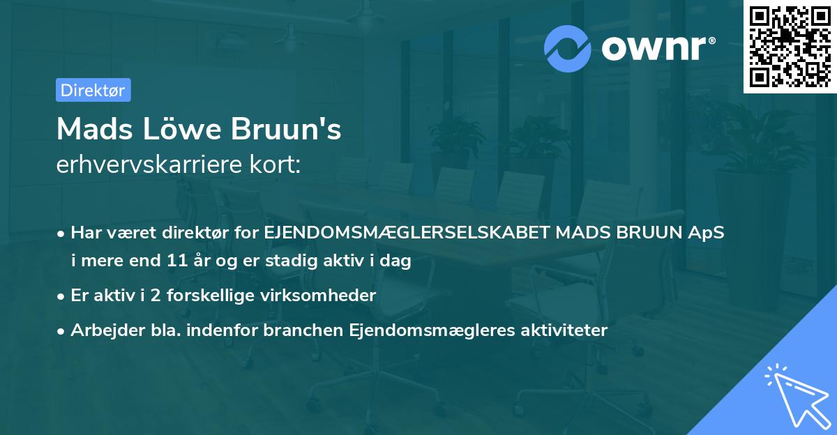 Mads Löwe Bruun's erhvervskarriere kort