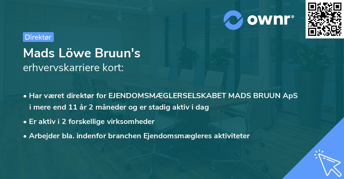 Mads Löwe Bruun's erhvervskarriere kort
