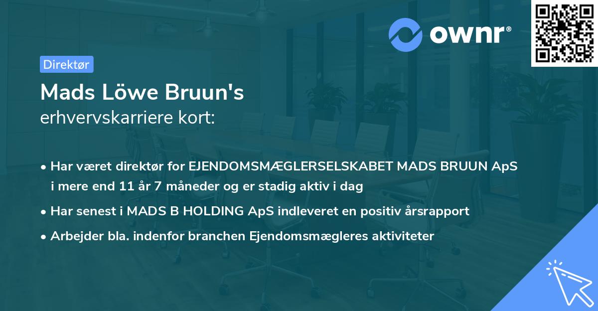 Mads Löwe Bruun's erhvervskarriere kort