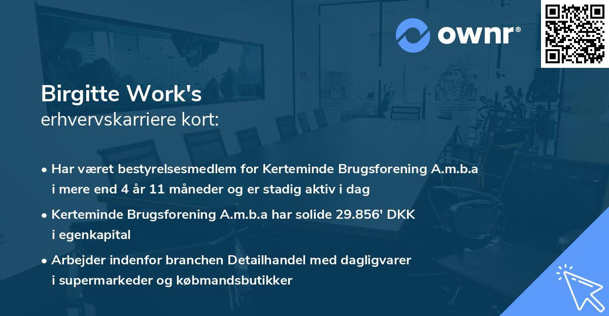 Birgitte Work's erhvervskarriere kort
