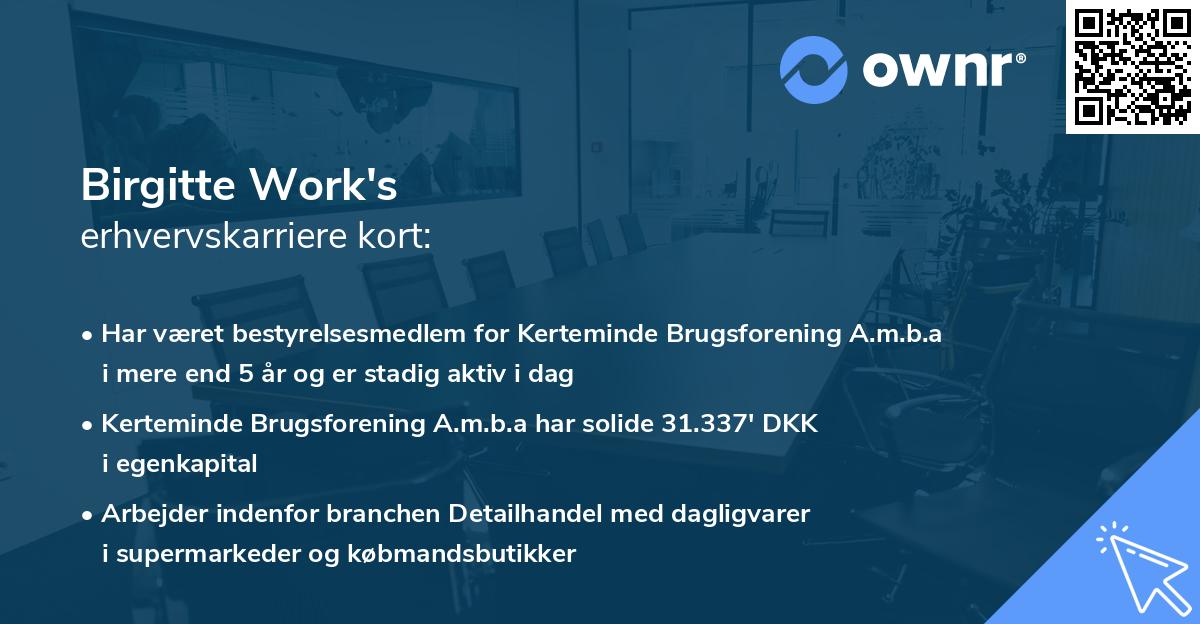 Birgitte Work's erhvervskarriere kort