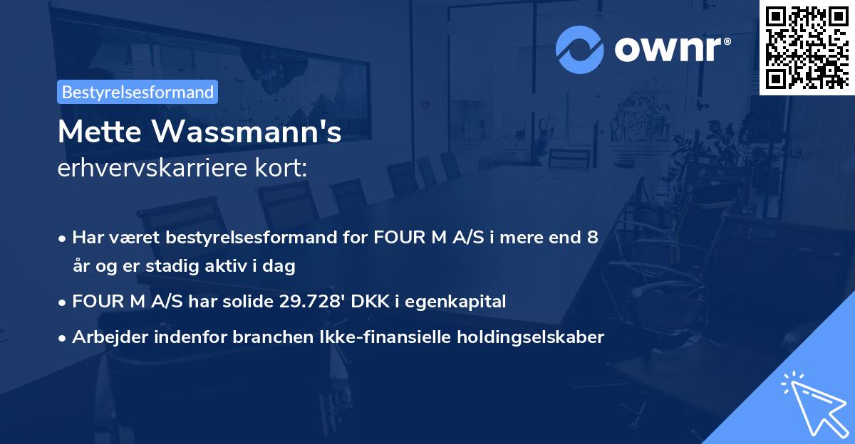 Mette Wassmann's erhvervskarriere kort
