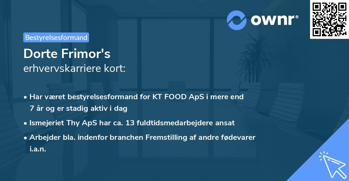 Dorte Frimor's erhvervskarriere kort