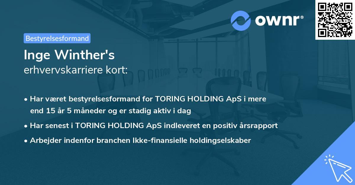 Inge Winther's erhvervskarriere kort