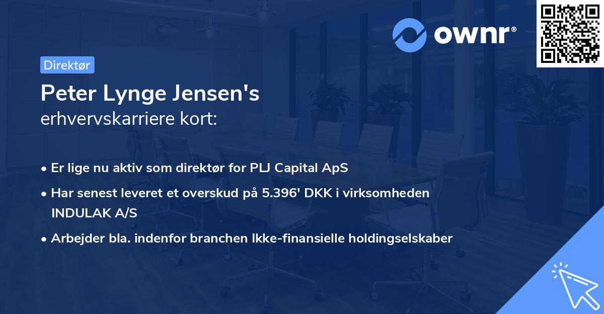 Peter Lynge Jensen's erhvervskarriere kort