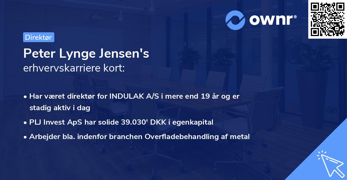 Peter Lynge Jensen's erhvervskarriere kort
