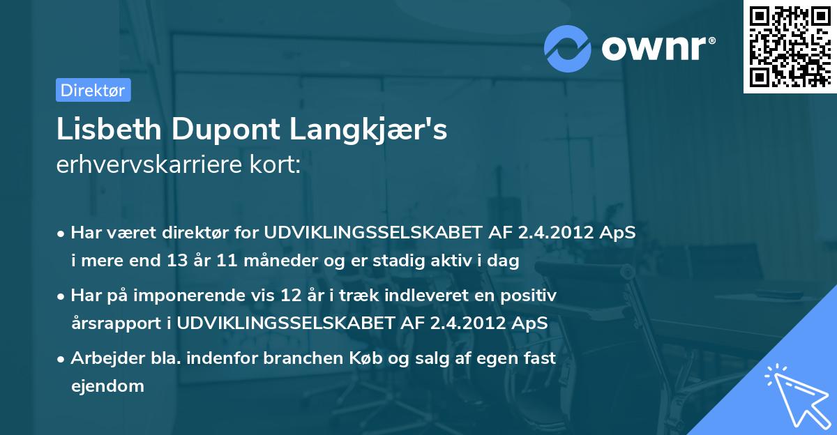 Lisbeth Dupont Langkjær's erhvervskarriere kort