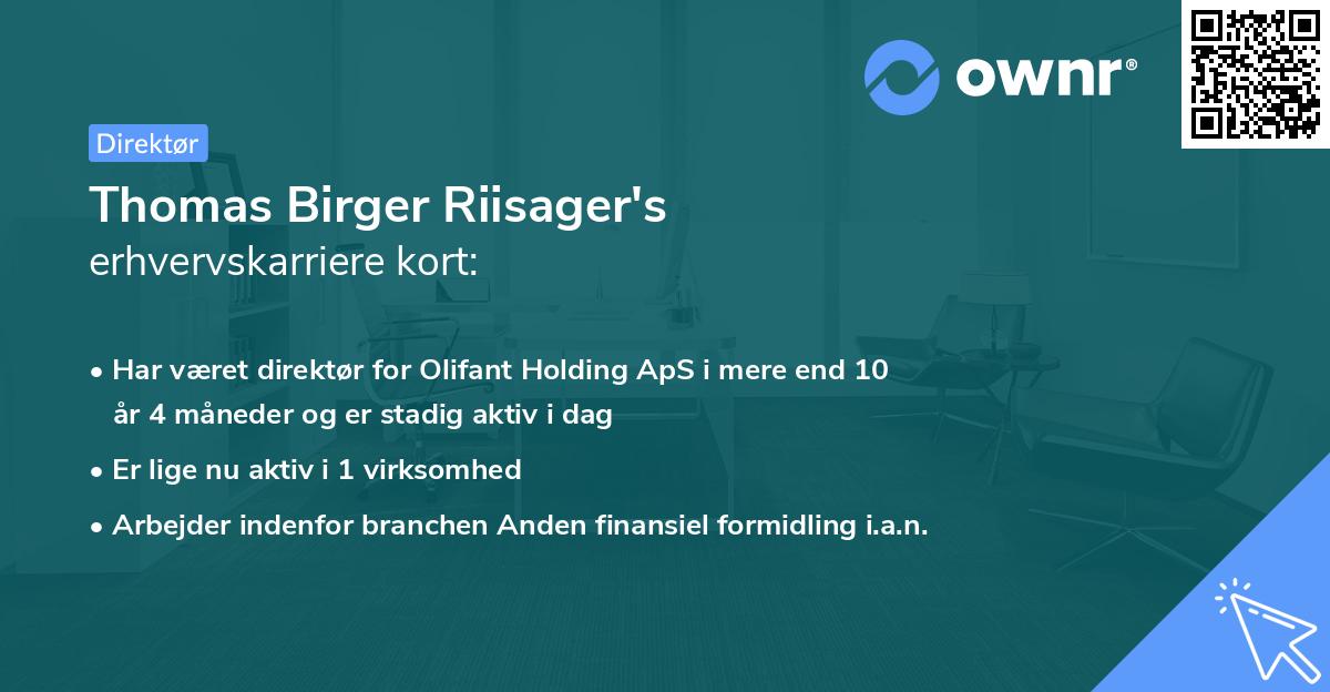 Thomas Birger Riisager's erhvervskarriere kort
