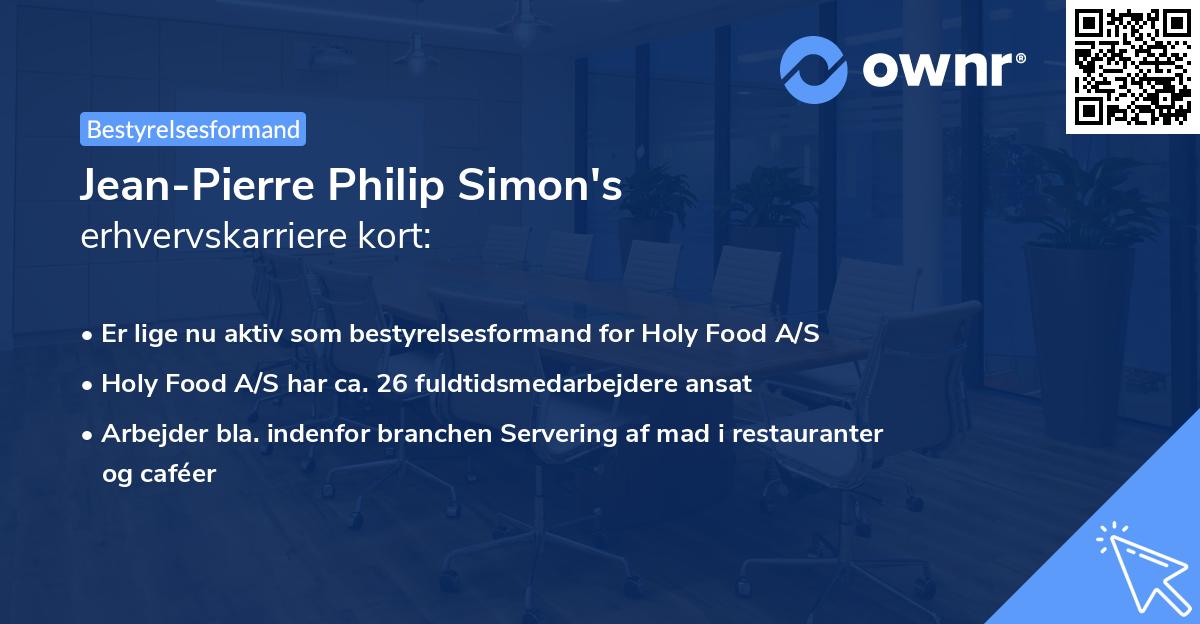 Jean-Pierre Philip Simon's erhvervskarriere kort