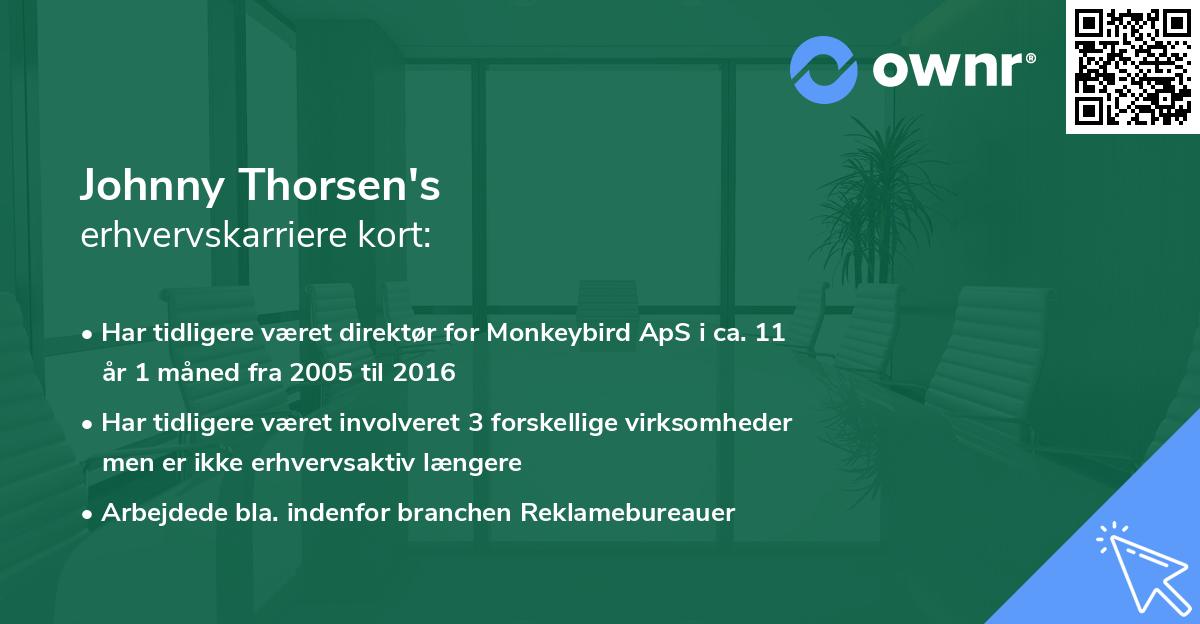 Johnny Thorsen's erhvervskarriere kort
