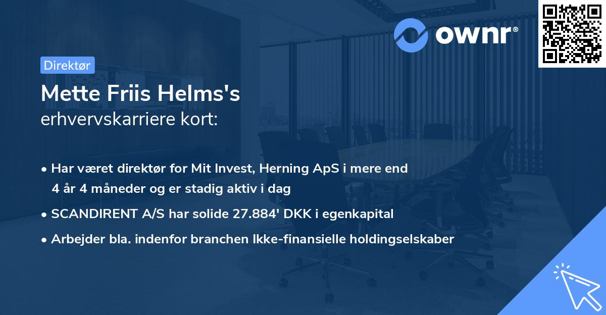 Mette Friis Helms's erhvervskarriere kort