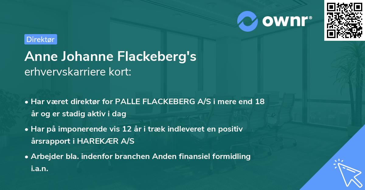 Anne Johanne Flackeberg's erhvervskarriere kort