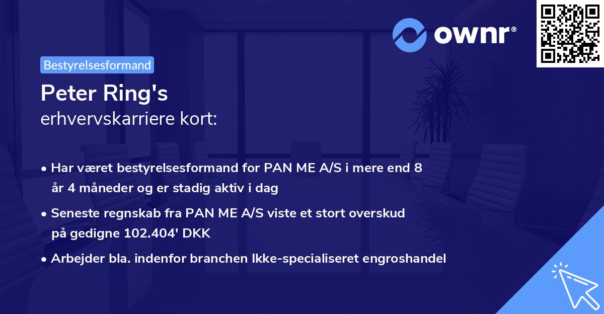 Peter Ring's erhvervskarriere kort