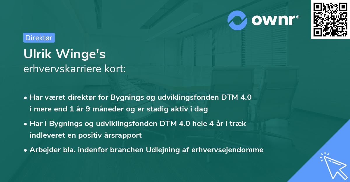 Ulrik Winge's erhvervskarriere kort